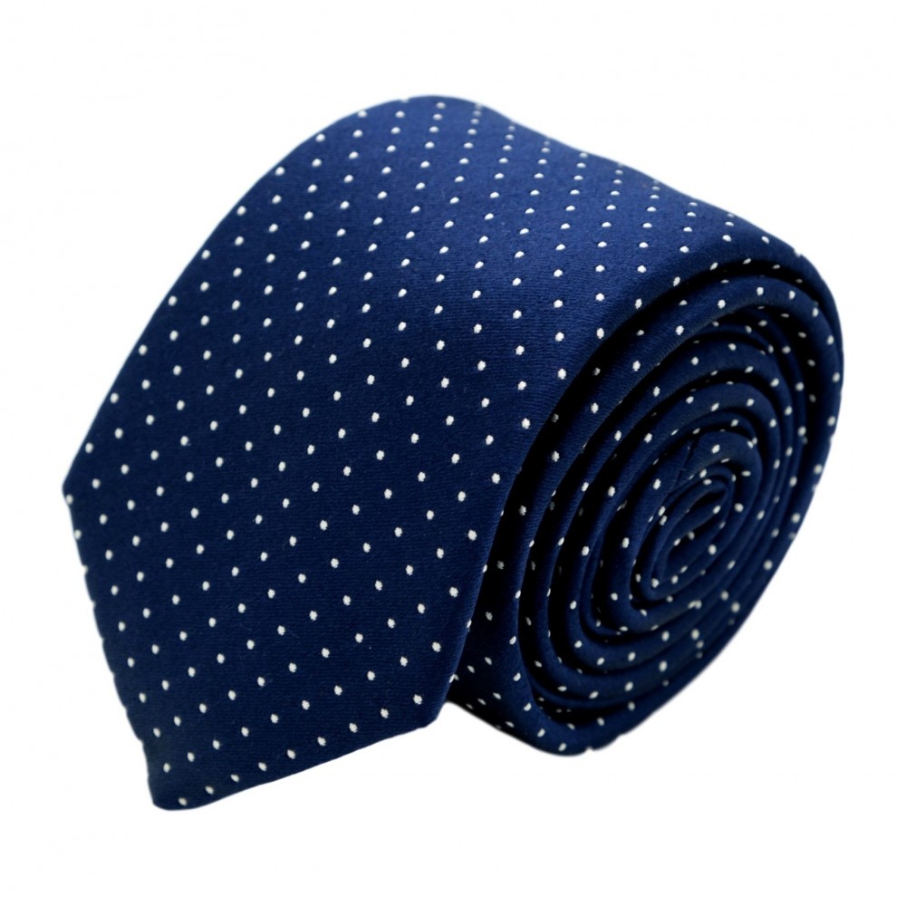 Cravate homme de marque Ungaro. Bleu à pois blancs