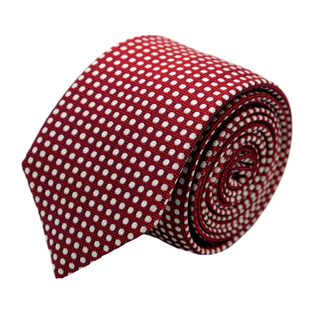 Cravate homme de marque Ungaro. Bordeaux à pois blancs