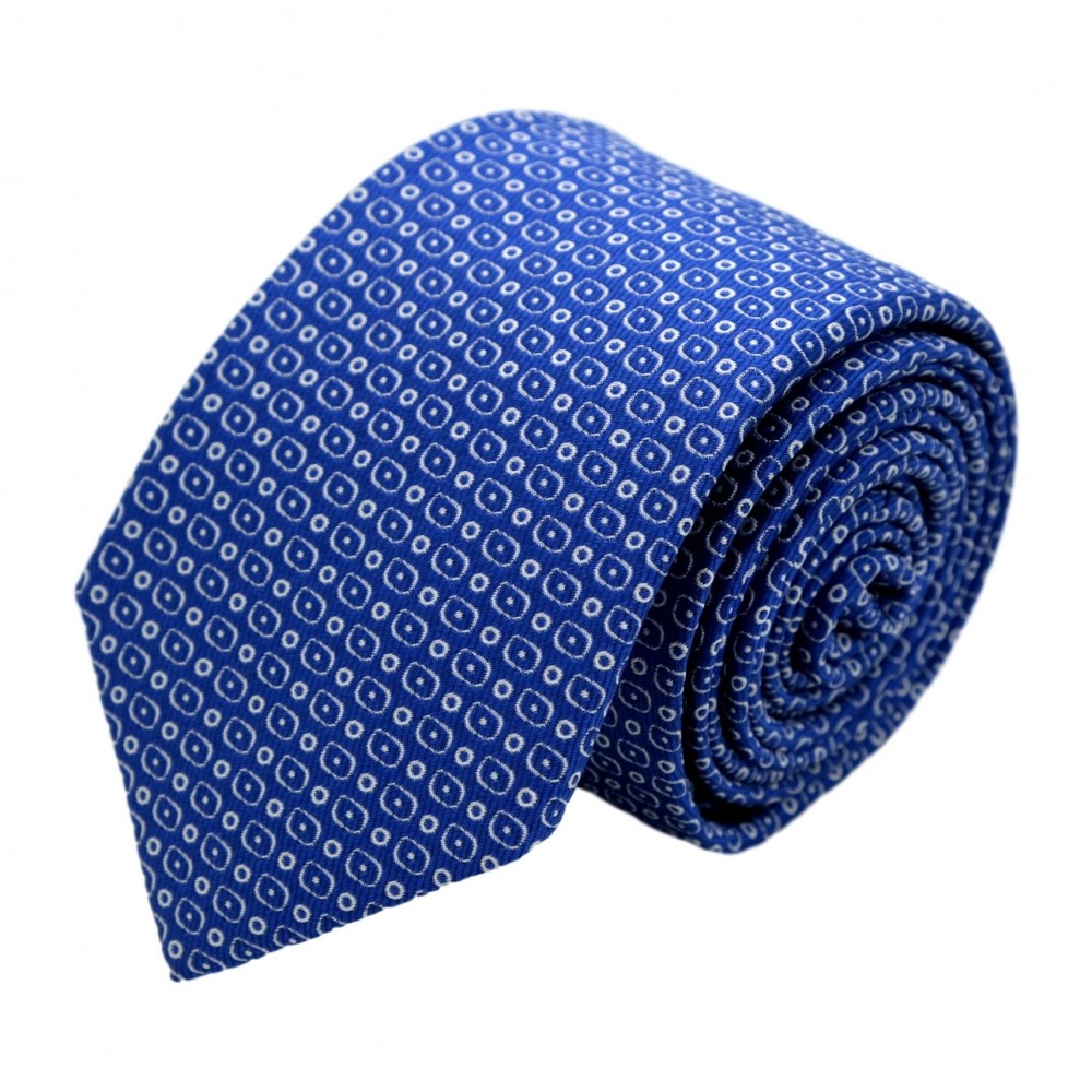 Cravate homme de marque Ungaro. Bleu roi à motifs arrondis