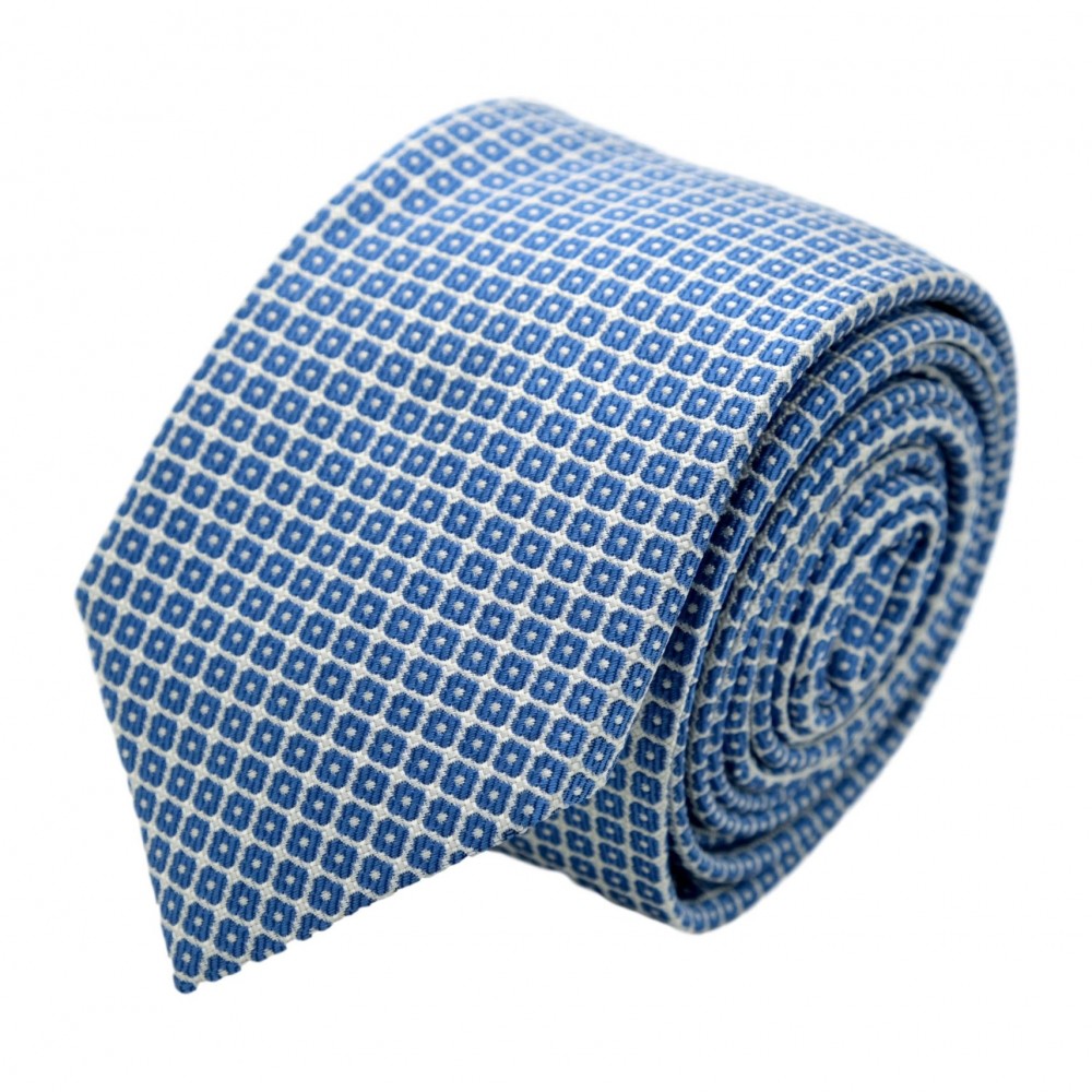 Cravate homme de marque Ungaro. Bleu ciel à motifs carrés