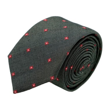 Cravate homme de marque Ungaro. Gris à motifs rouges