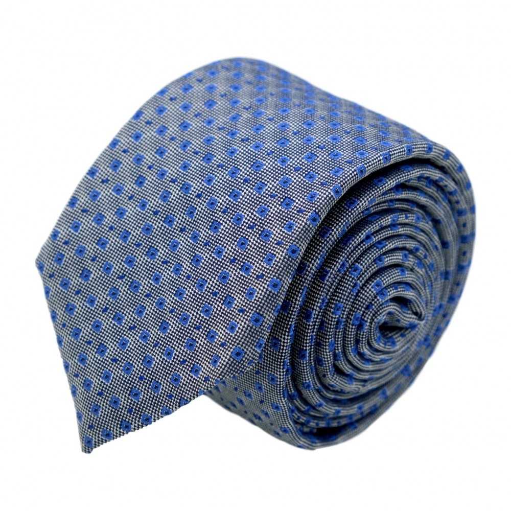 Cravate homme de marque Ungaro. Gris à motifs carrés bleus