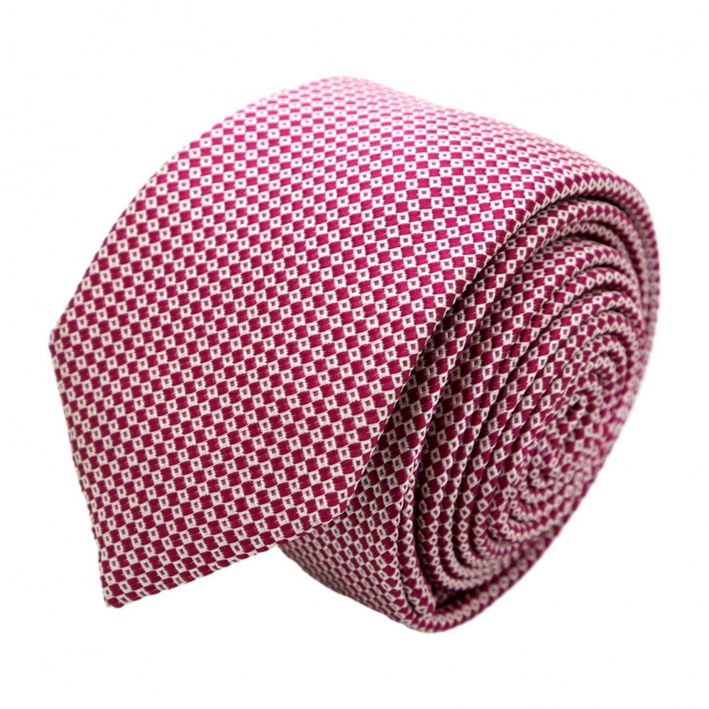 Cravate homme de marque Ungaro. Fuchsia à petits carrés