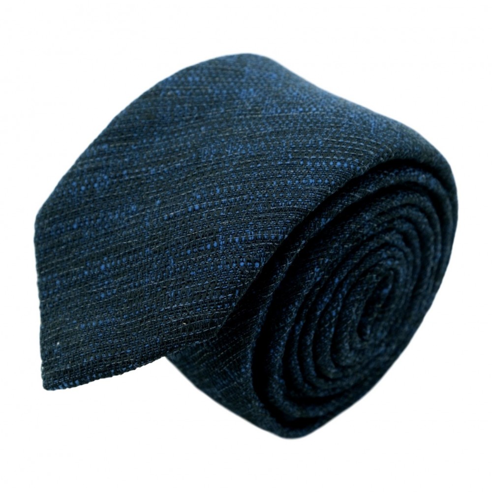 Cravate homme de marque Ungaro. Bleu marine chiné en coton et soie
