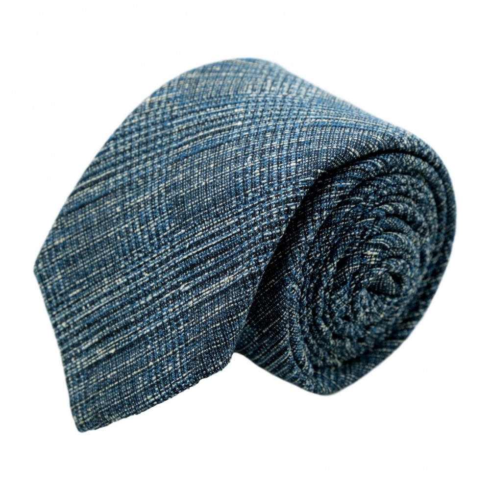 Cravate homme de marque Ungaro. Bleu Gris chiné en coton et soie