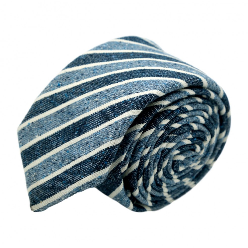 Cravate homme de marque Ungaro. Bleu à rayures en soie et coton