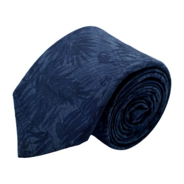 Cravate homme de marque Ungaro. Bleu marine à motif "Feuillage" en surimpression
