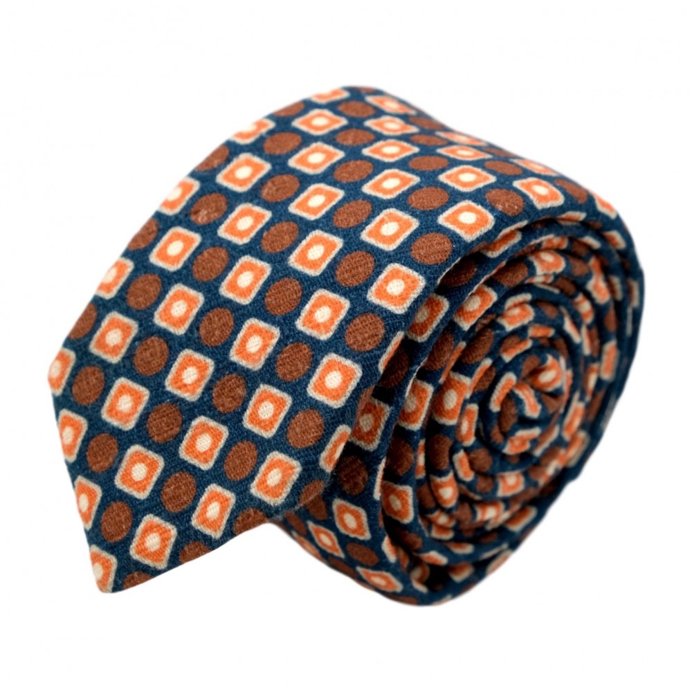 Cravate homme de marque Ungaro. Marron à carrés et ronds
