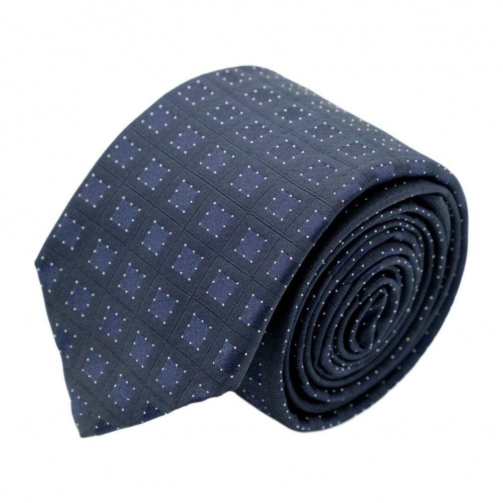 Cravate homme de marque Ungaro. Bleu marine à grands carrés