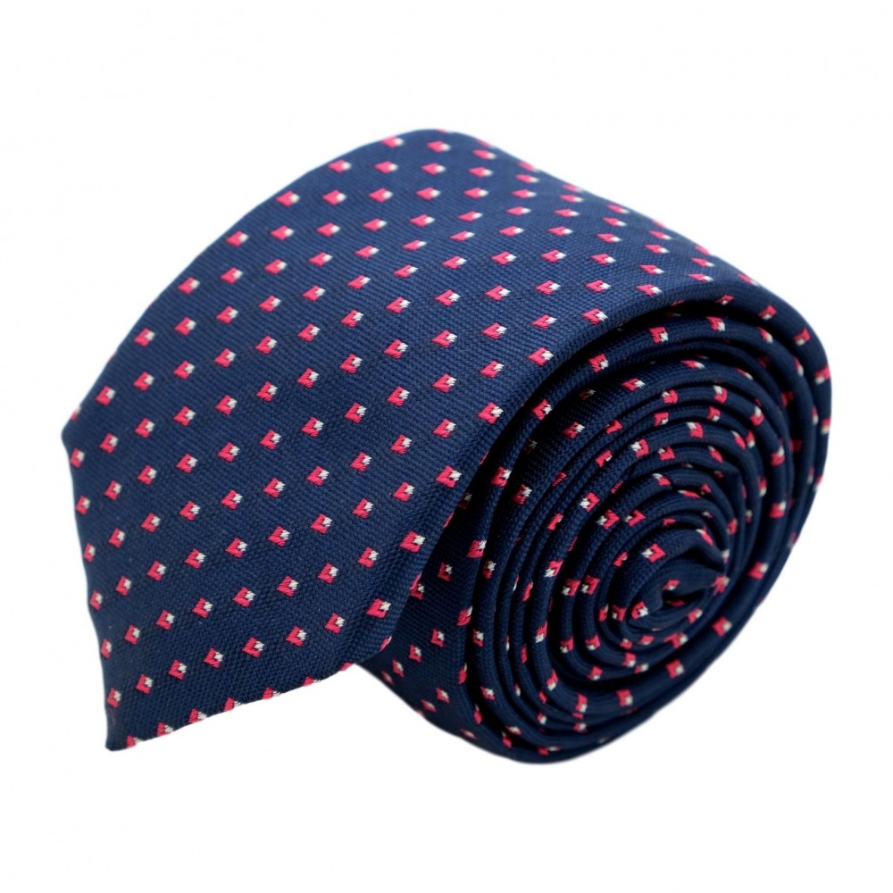 Cravate homme de marque Ungaro. Bleu marine à motifs rouges