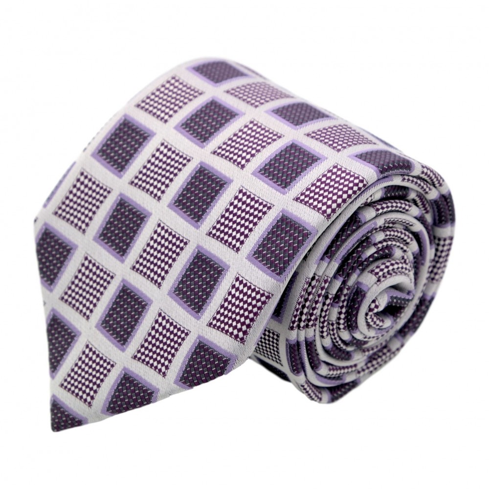 Cravate homme de marque Gianfranco Ferré. Violet à grands carrés