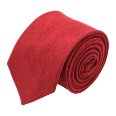 Cravate Homme en Velours. Rouge uni