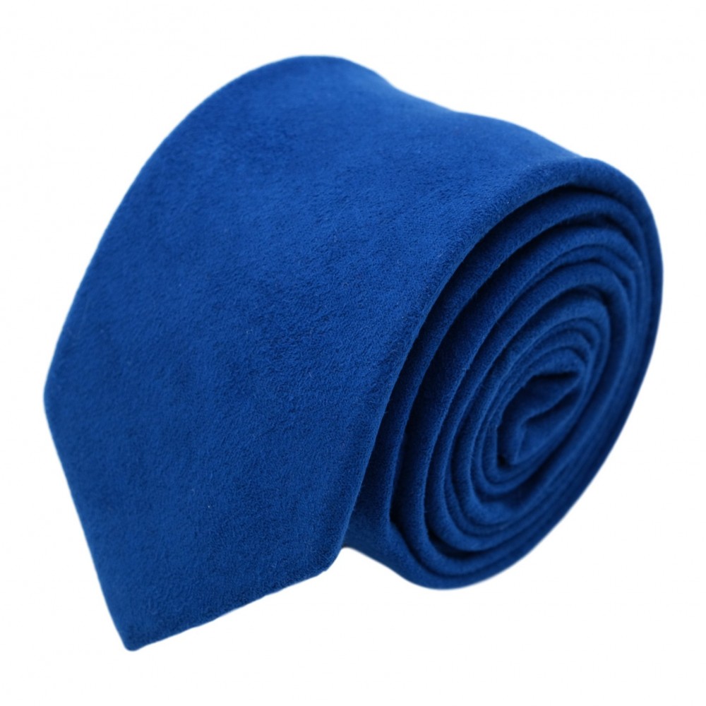 Cravate Homme en Velours. Bleu Roi uni