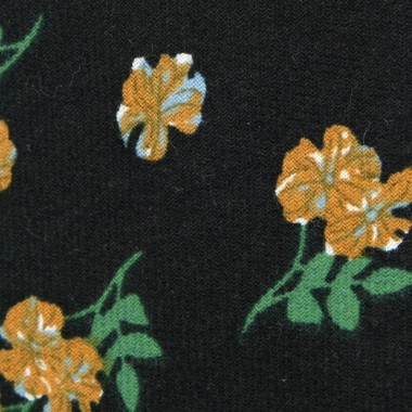 Cravate à Grand Motif Fleuri en coton. Noir et Beige 2