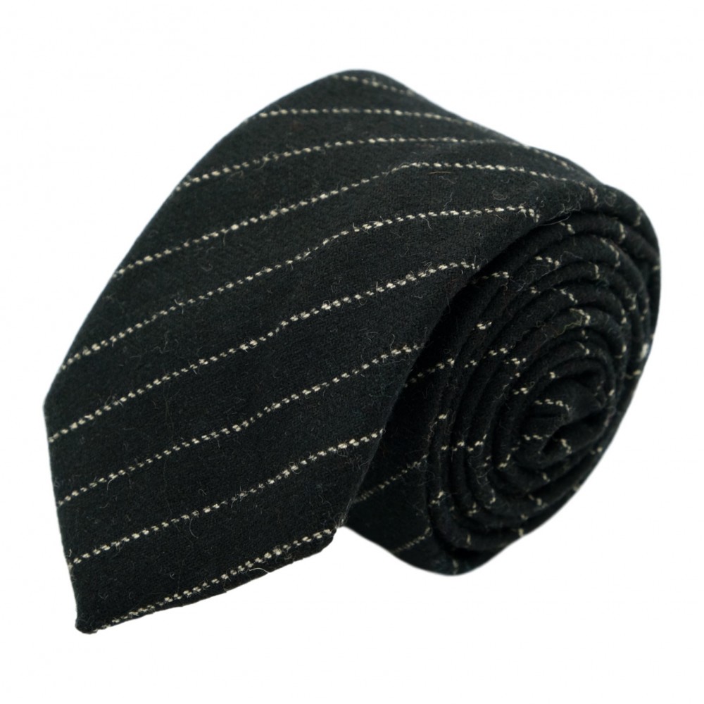 Michelsons of London Pour Homme À Rayures Extra Long Polyester Cravate-gris/noir