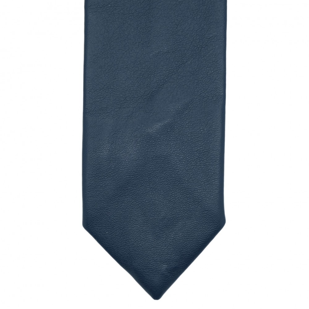 Cravate de mode en Cuir PU. Bleu marine uni