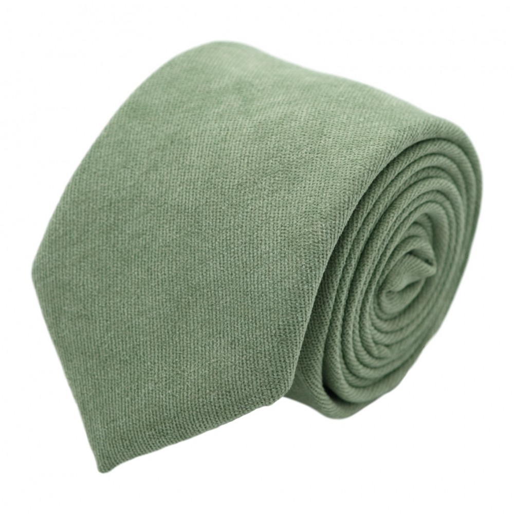 Cravate en velours côtelé (fines côtes). Vert