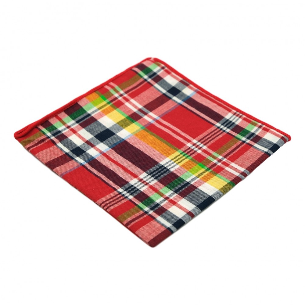 Pochette de costume homme Madras Rouge