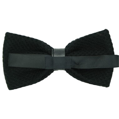 Noeud Papillon à ruban en simili cuir. Noir tricot 2