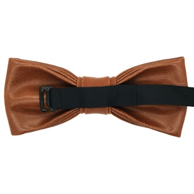 Noeud Papillon de mode en Cuir PU. Camel uni 2