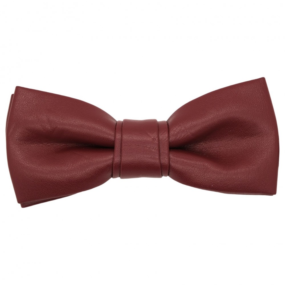 Noeud Papillon de mode en Cuir PU. Bordeaux uni