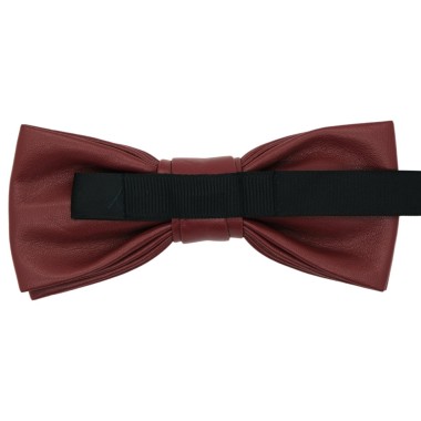 Noeud Papillon de mode en Cuir PU. Bordeaux uni 2