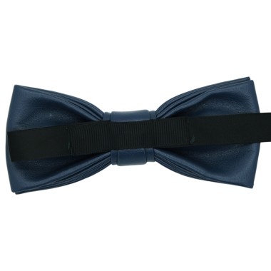Noeud Papillon de mode en Cuir PU. Bleu marine uni 2