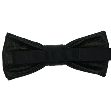 Noeud Papillon de mode en Cuir PU. Noir imprimé écaille 2