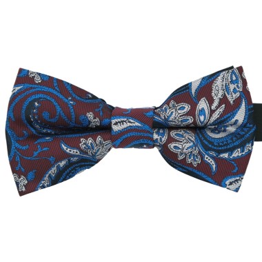 Noeud Papillon pour Homme mode anglaise. Bleu et Bordeaux à Paisley