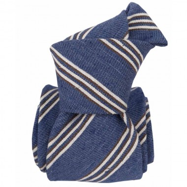 Cravate luxe made in Italie. Bleu à rayures. Mélange de...