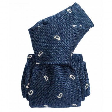 Cravate luxe made in Italie. Bleu à motifs Paisley....