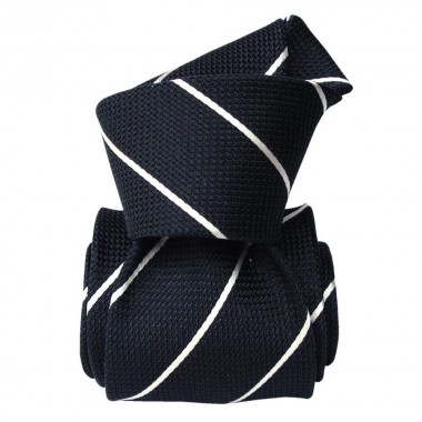 Cravate luxe made in Italie. Bleu marine à rayures...