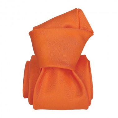Cravate luxe made in Italie. Orange uni. 3-Plis