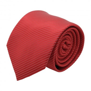 Cravate Classique Attora. Rouge clair à fines rayures