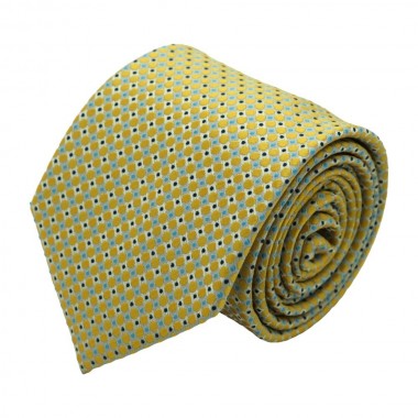 Cravate Classique Attora. Jaune à motifs ronds