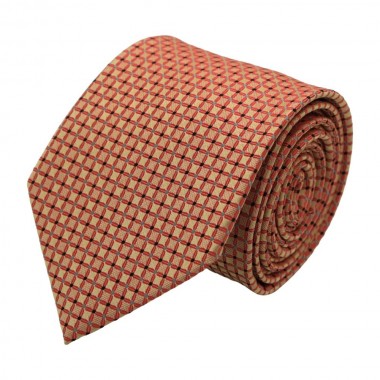 Cravate Classique Attora. Orange à motifs carrés