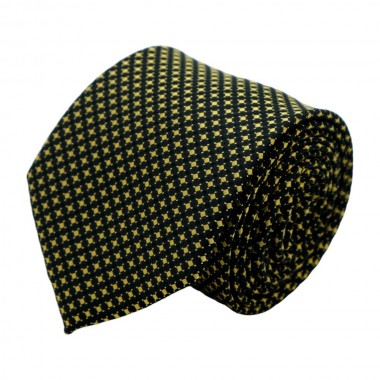 Cravate Classique Attora. Noir à petits motifs carrés jaunes