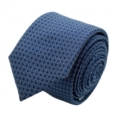 Cravate homme de marque Ungaro. Bleu à motifs carrés et pois