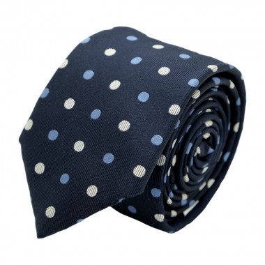 Cravate homme de marque Ungaro. Bleu marine à gros pois...