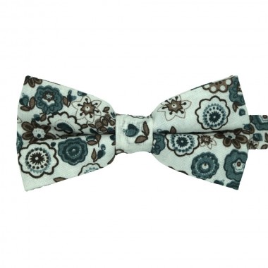 Noeud papillon 'Liberty' Bleu gris grandes fleurs