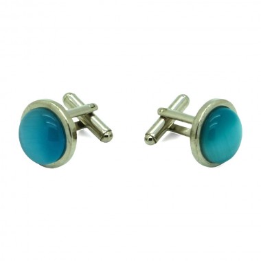 Boutons de manchette Métal avec pierre. Bleu turquoise