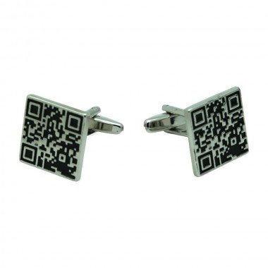 Boutons de manchette Métal. QR Code