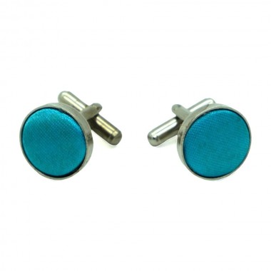 Boutons de manchette Métal. Classique uni. Bleu turquoise