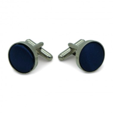 Boutons de manchette Métal. Classique uni. Bleu marine