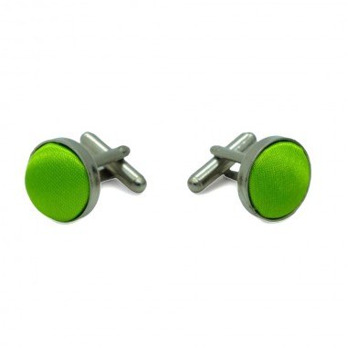 Boutons de manchette Métal. Classique uni. Vert fluo