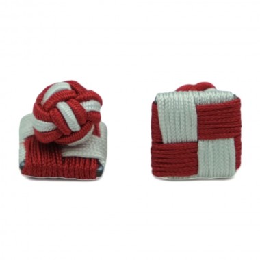 Boutons de manchette Passementerie. Carré et boule. Rouge...