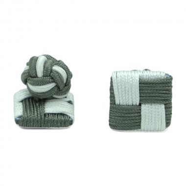 Boutons de manchette Passementerie. Carré et boule. Gris...