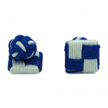 Boutons de manchette Passementerie. Carré et boule. Bleu...