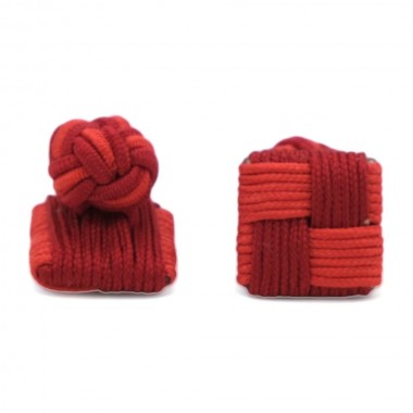 Boutons de manchette Passementerie. Carré et boule. Rouge