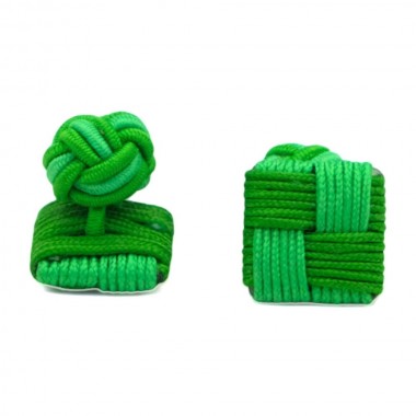 Boutons de manchette Passementerie. Carré et boule. Vert